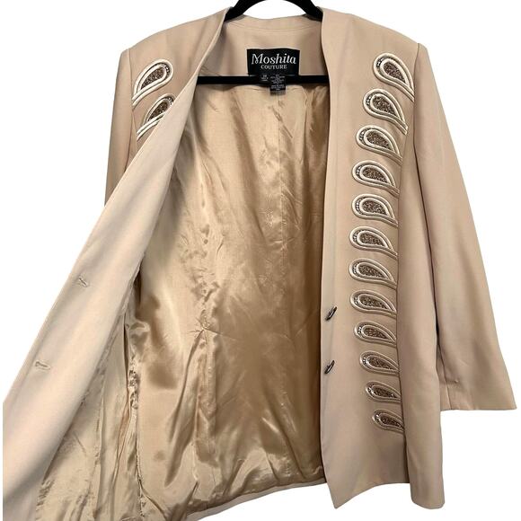Vintage Moshita Couture Beaded Jacket 20 Champagne Evening Statement Glam Deco - Picture 2 of 13